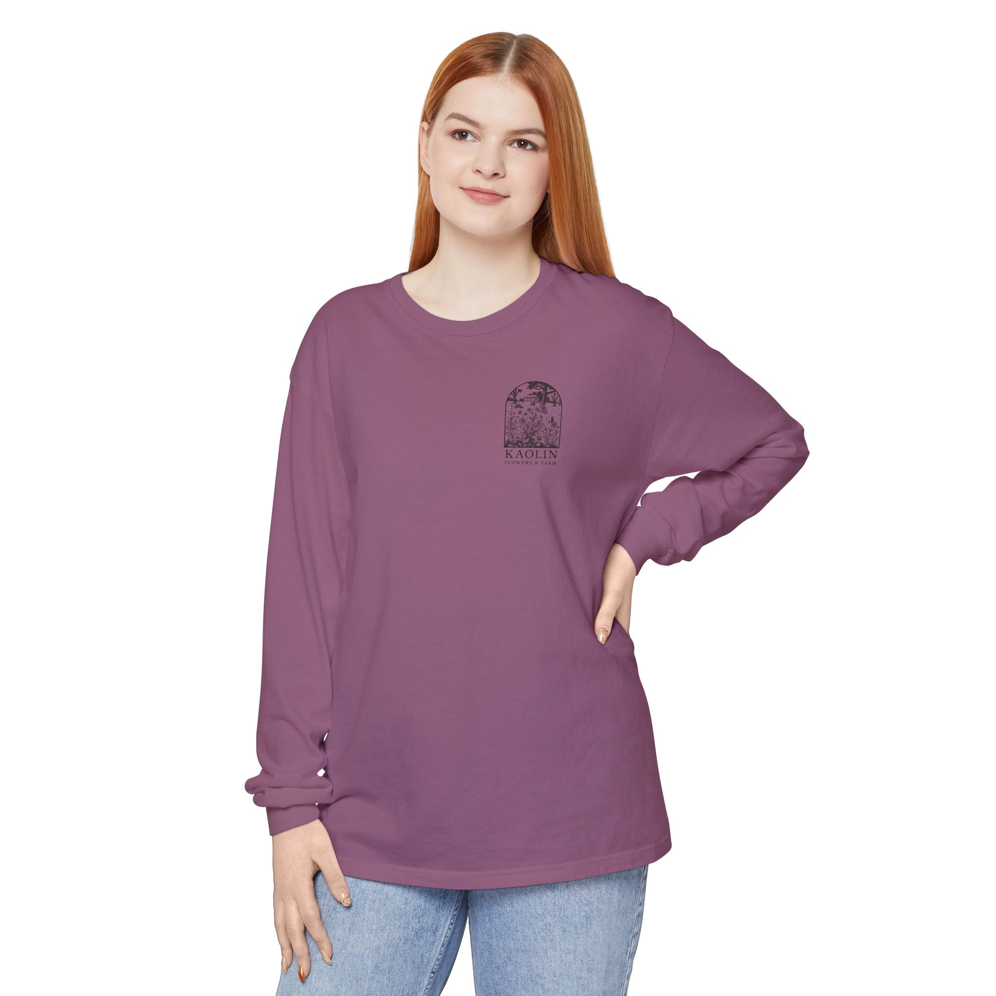 Black Copper Marans Foggy Morning Long Sleeve T-Shirt- Kaolin Flowers and Farm