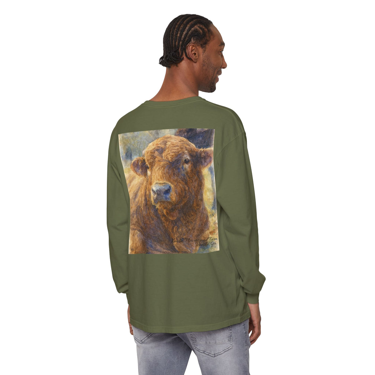 Kaolin Flowers and Farm DJ Mascot- Long Sleeve T-Shirt