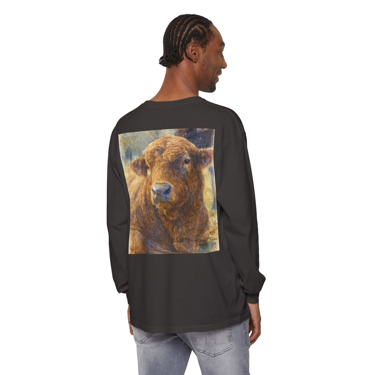 Kaolin Flowers and Farm DJ Mascot- Long Sleeve T-Shirt