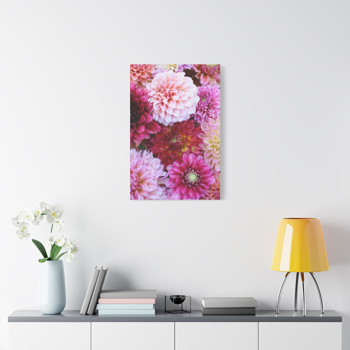 Dahlia Flat Lay Matte Canvas Print