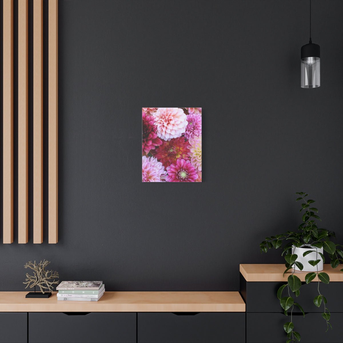 Dahlia Flat Lay Matte Canvas Print