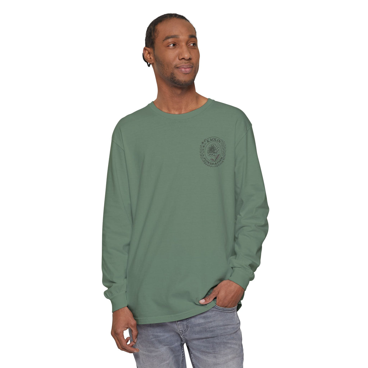 Kaolin Flowers and Farm DJ Mascot- Long Sleeve T-Shirt
