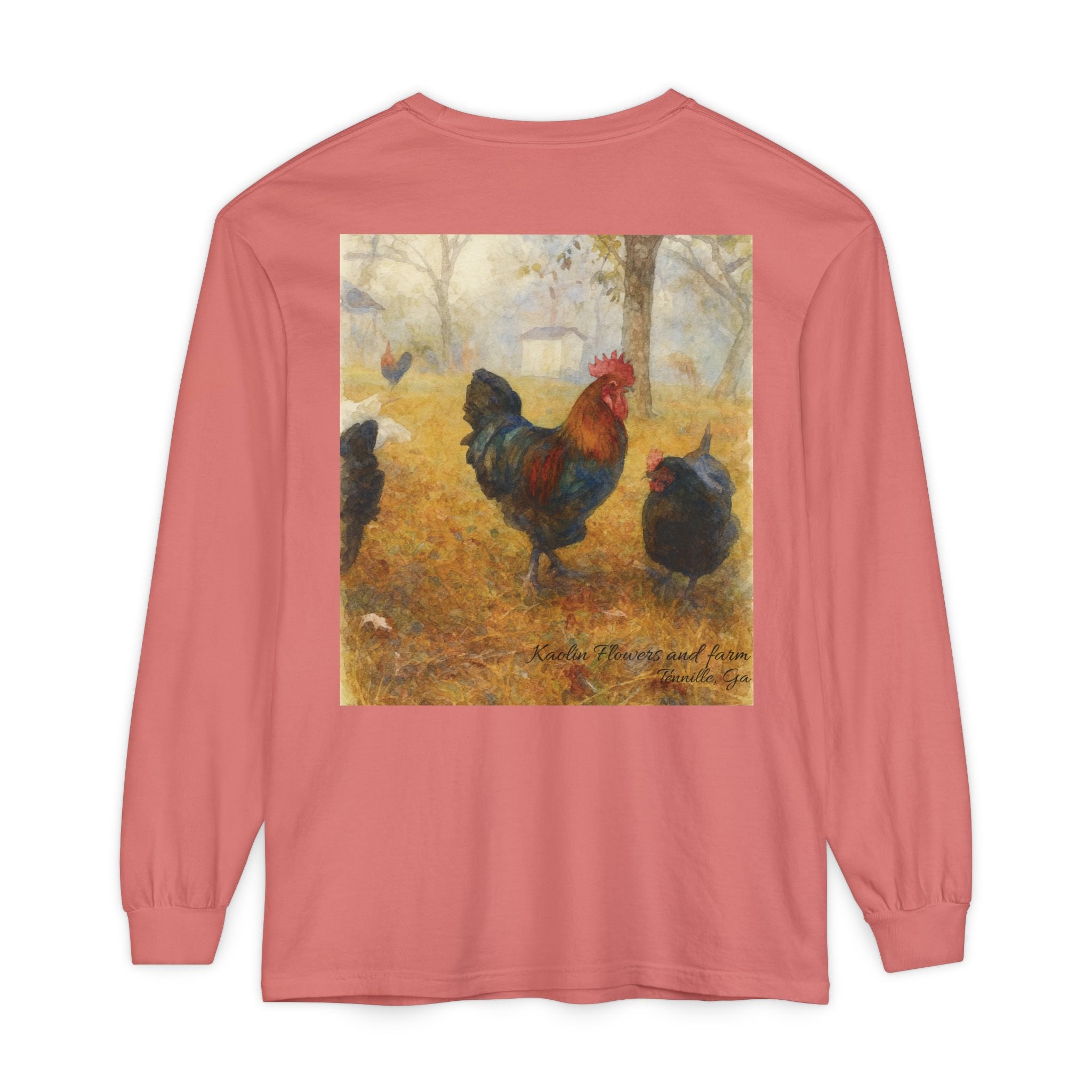 Black Copper Marans Foggy Morning Long Sleeve T-Shirt- Kaolin Flowers and Farm
