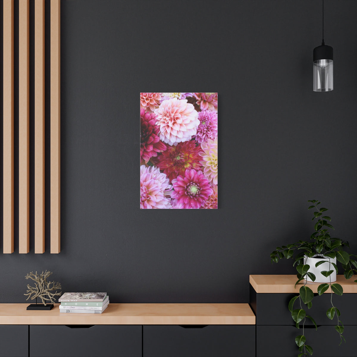 Dahlia Flat Lay Matte Canvas Print